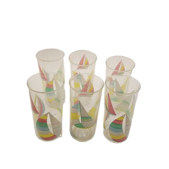 Culver Windward Lot of 6 Vintage Acrylic Cups Tumblers Iced Tea Sail Boat 16oz - Picture 8 of 12